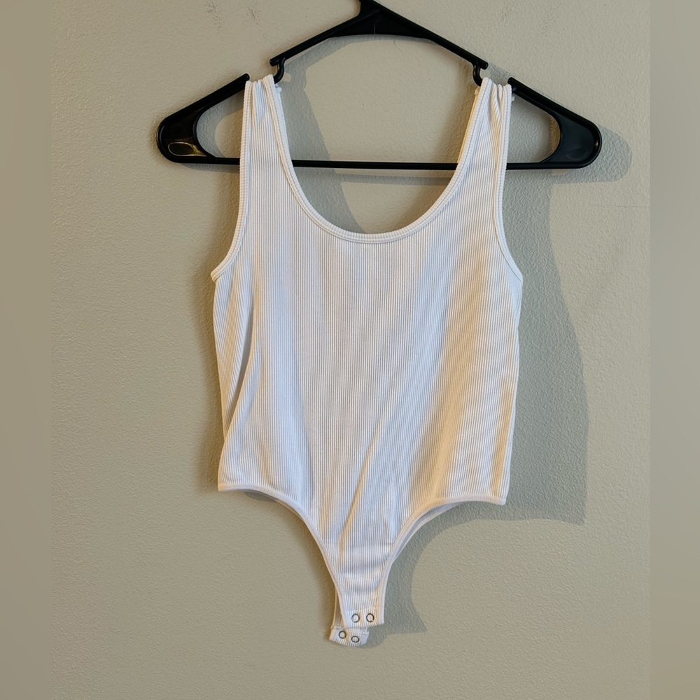 Sugar Rain White Ribbed Tank Top Bodysuit